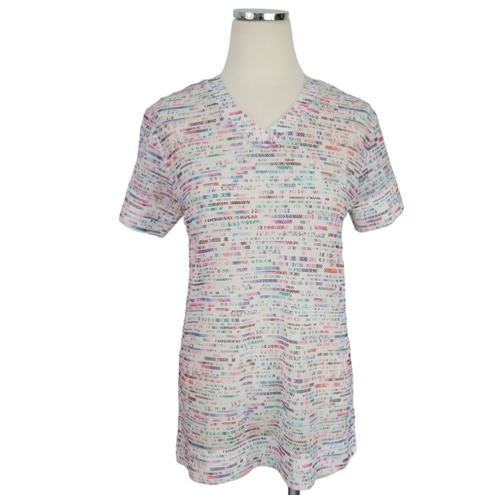 Lucas Hugh Women's Performance T-Shirt M Glitch Print Multi Color Athletic Top